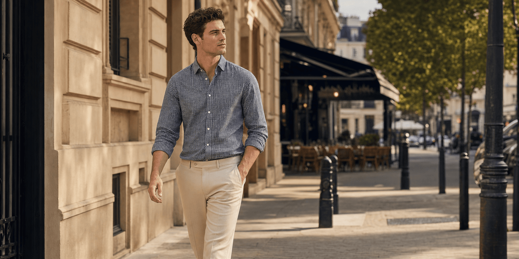Grey Guys checked shirt on a Paris side street